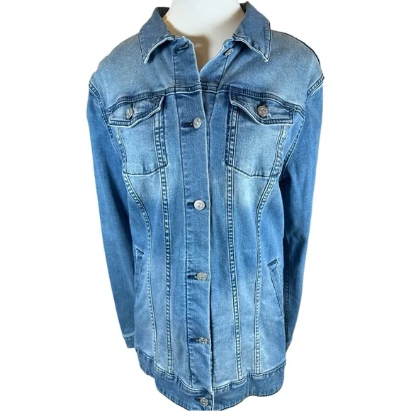 LuLaRoe Jaxon Denim Embroidered Jean Jacket - Picture 3 of 8